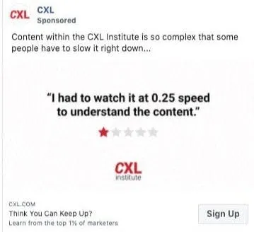 CXL is an example of how to stand out from competitors using the pratfall effect
