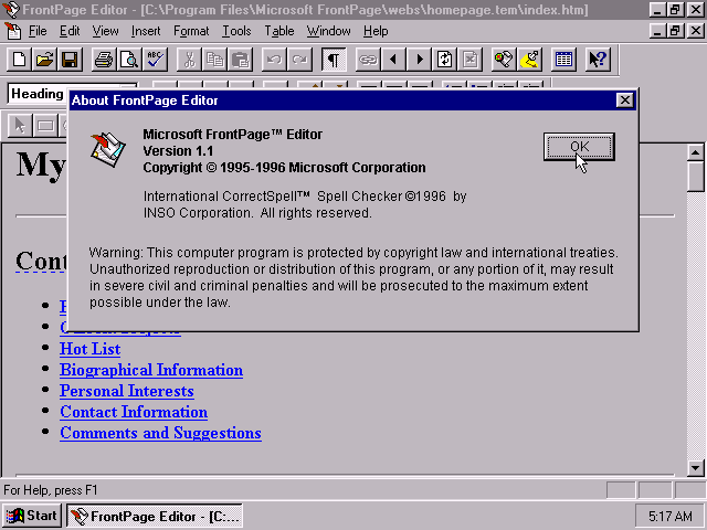 FrontPage 1.1