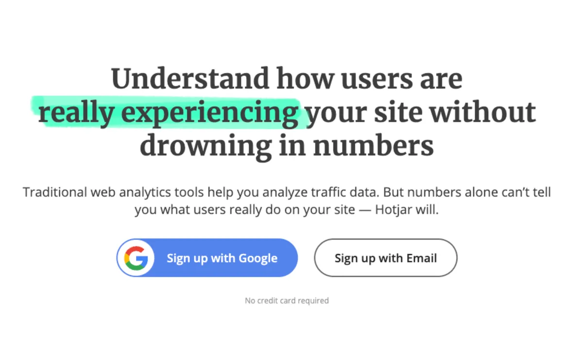 Hotjar homepage from 2020, naming traditional web analytics as the Monster in the headline