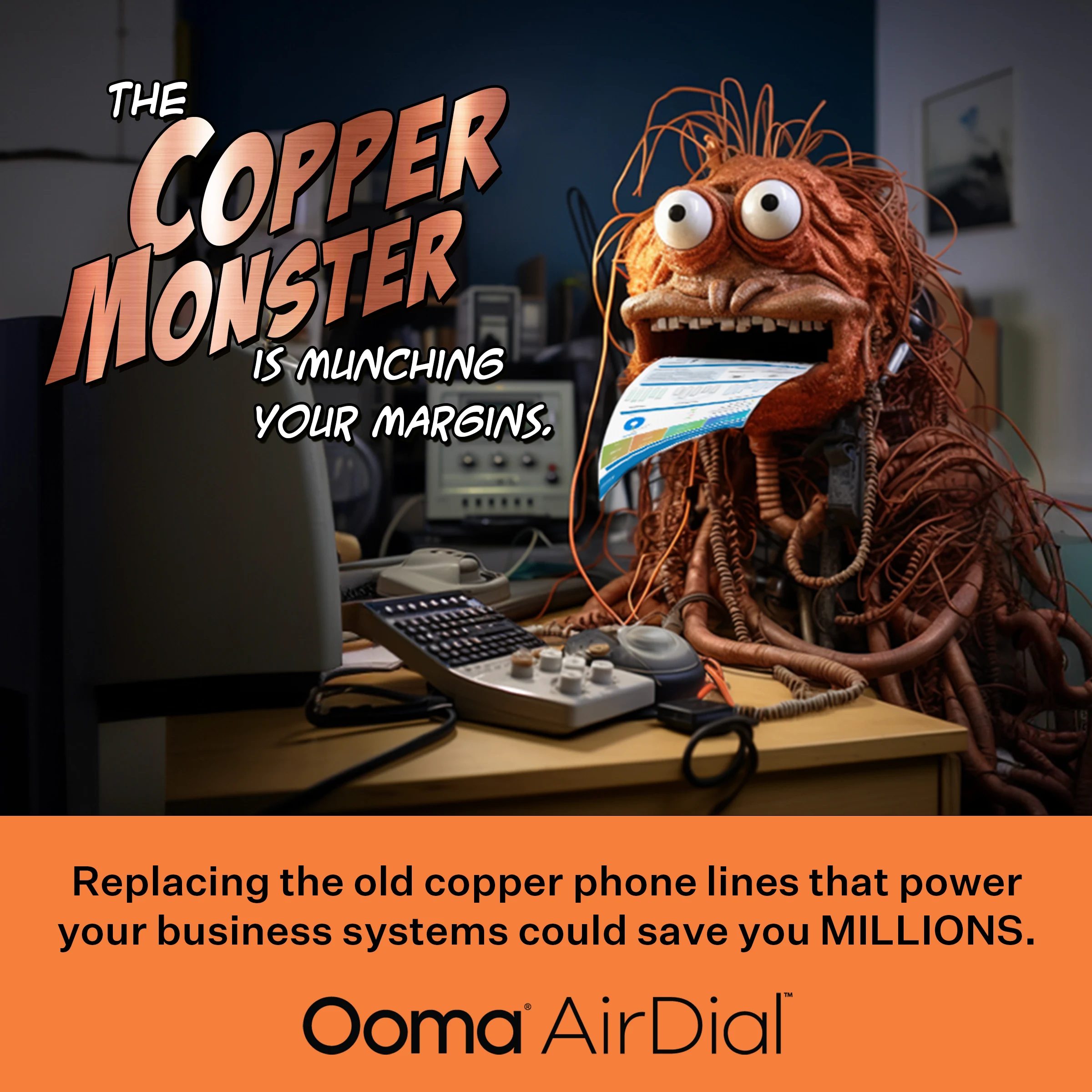 Ooma, Inc. mascot: The Copper Monster