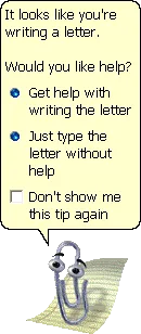 Clippy, the Microsoft Office paperclip assistant, holding a letter.